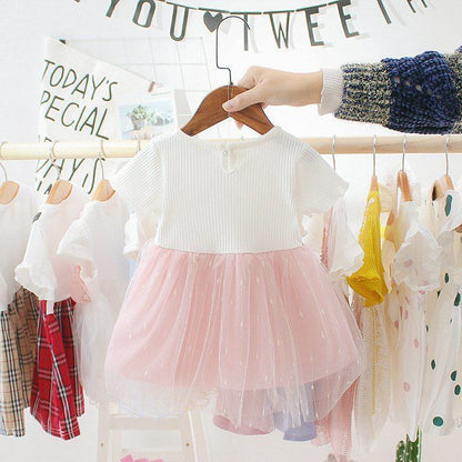 半袖 チュール ワンピース キッズ ドレス 子供 女の子 子供服 こども服 子ども服 夏 70cm 80cm 90cm 100cm ピアノ発表会 結婚式 音楽会 演奏会 入園式 卒園式 入学式 お花 かわいい おしゃれ huiai01