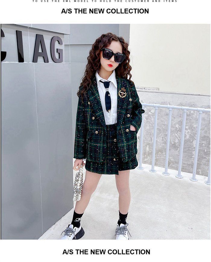 女の子 子供スーツ 2点セット ジャケット ショートパンツ 2点セット キッズ 子ども服 ツイード フォーマル スーツ チェック柄 可愛い お洒落 入園式 卒園式 幼稚園 発表会 卒業式 誕生日