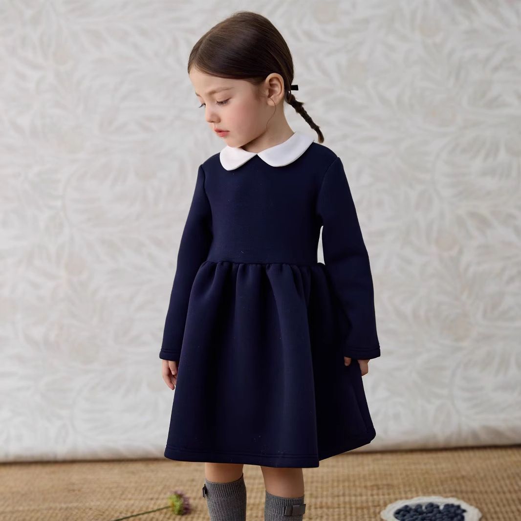 ワンピース キッズ 子供服フォーマル 女の子 長袖 白襟 こども服 子ども フォーマル 通園 通学 キッズ服 入園式 卒園式 入学式 発表会 結婚式 卒業式 シンプル 可愛い おしゃれ プレゼント