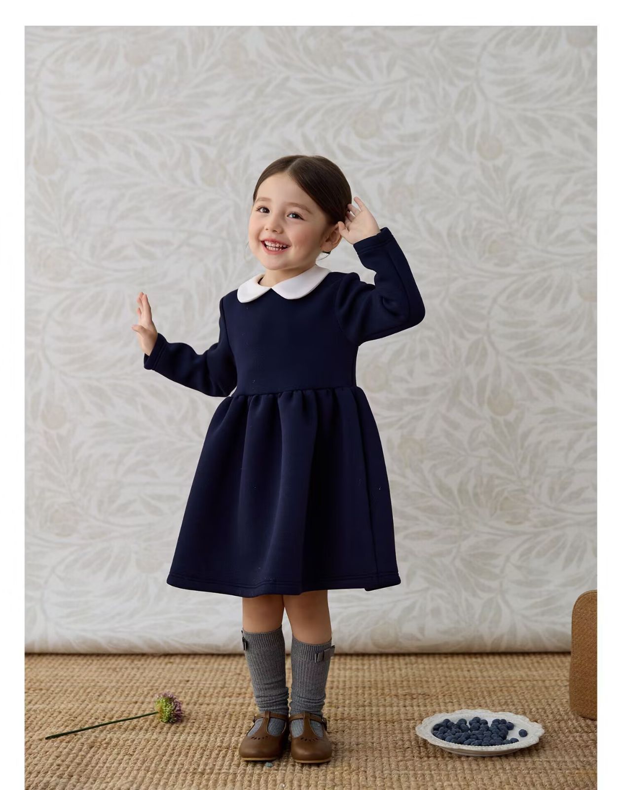 ワンピース キッズ 子供服フォーマル 女の子 長袖 白襟 こども服 子ども フォーマル 通園 通学 キッズ服 入園式 卒園式 入学式 発表会 結婚式 卒業式 シンプル 可愛い おしゃれ プレゼント