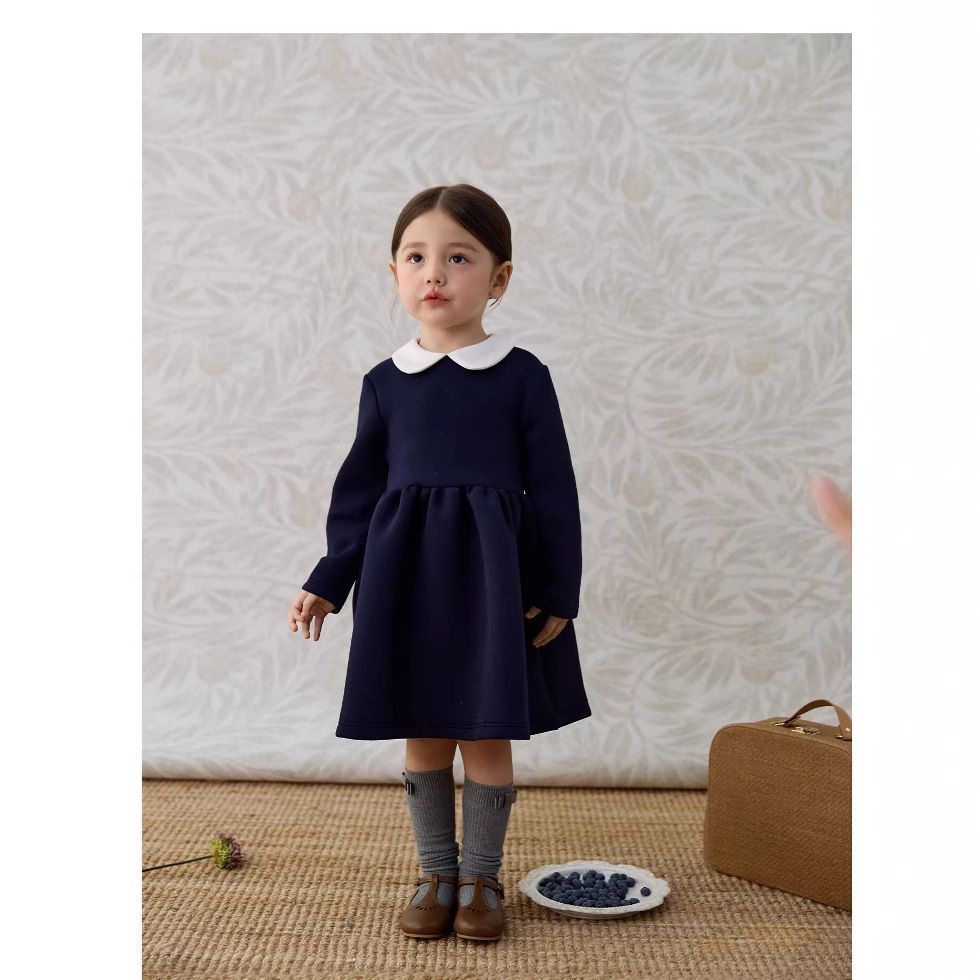 ワンピース キッズ 子供服フォーマル 女の子 長袖 白襟 こども服 子ども フォーマル 通園 通学 キッズ服 入園式 卒園式 入学式 発表会 結婚式 卒業式 シンプル 可愛い おしゃれ プレゼント