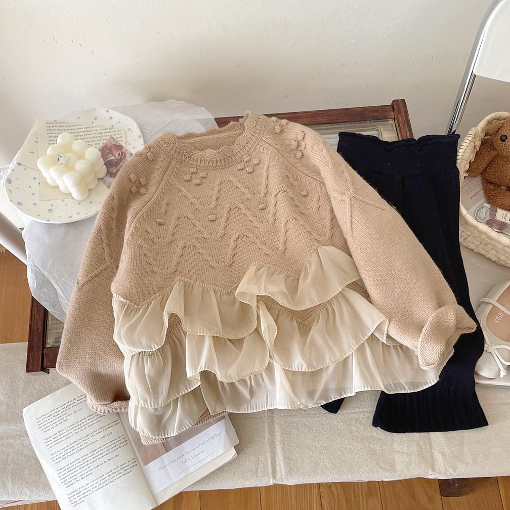 ニット 女の子 長袖 異素材 切り替え レイヤード風 ブルオーバー セーター女の子 女児 ジュニア セーター キッズ ベビー 無地 長袖 かわいい ニット セーター ガールズ 子供服 子ども おしゃれ 100 110 120 130 140