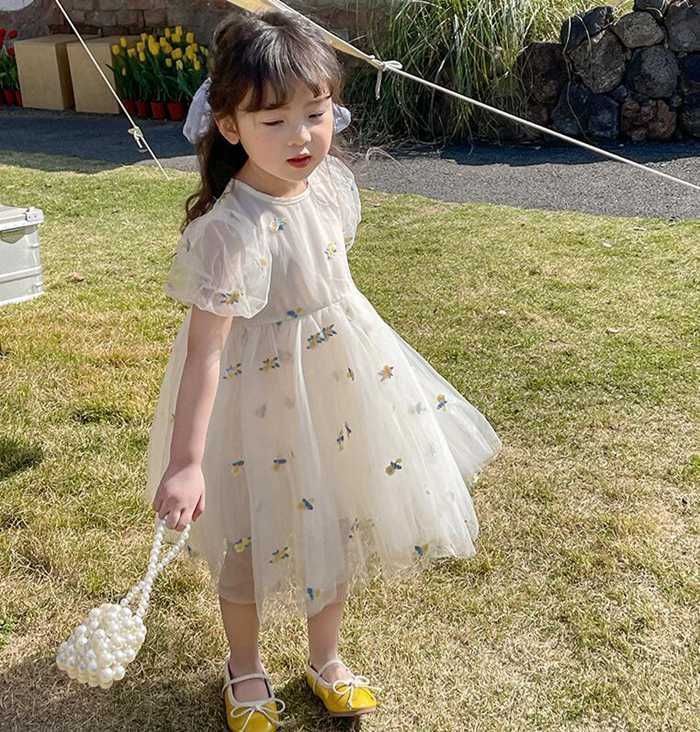 チュール ワンピース 女の子 子供 ドレス キッズ 半袖 子供服 こども服 子ども服 子ども 七五三 夏 ピアノ発表会 結婚式 音楽会 演奏会 刺繍 かわいい