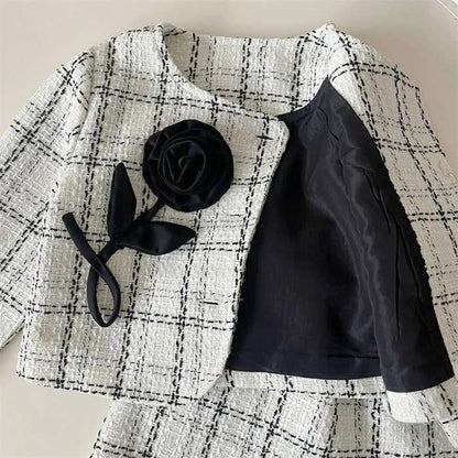 子供 ジャケット スカート 子供服 女の子 フォーマル セットアップ スーツ ガールズ フォーマルスーツ 春 秋 子供服 キッズスーツ 大人っぽい 結婚式 入園 子ども服 キッズ服 チェック柄 韓国風 かわいい 入学式 卒園式 卒業式xzzhang127