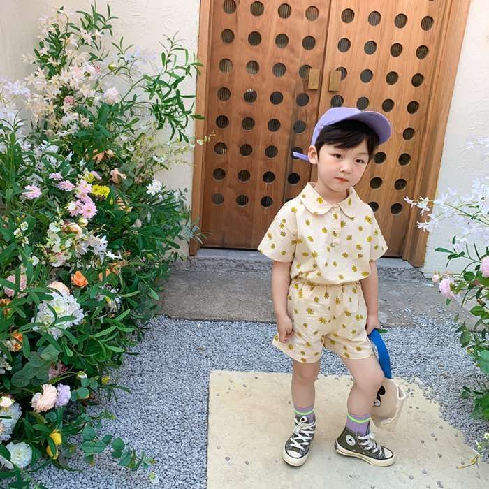 女の子 男の子 兄妹お揃い 韓国子供服 ワンピース 花柄 セットアップ アロハ 夏服 可愛い ビーチウエア ジュニア 子ども服 カジュアル xmtz14