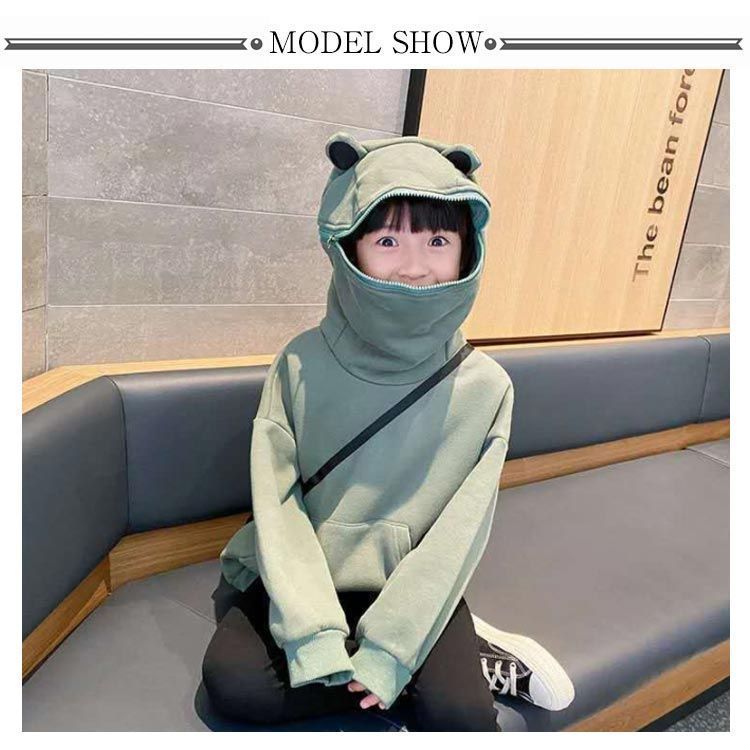110－160cm!カエルパーカー 子供服 裏起毛 プルオーバー かえる 萌え パーカー アニマル キッズ パーカ フード付き キッズパーカー トレーナー トップス 男の子 女の子 子ども ジュニア#cjfj140997