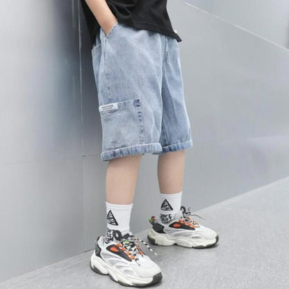 キッズ ジュニア パンツ Gパン ジーパン ゆったり 子ども ハーフパンツ ショートパンツ ズボン キッズ デニム 薄手 夏 子供服 短パン ボトムス 半ズボン ウエストゴム 男の子 女の子 カジュア#matud726822