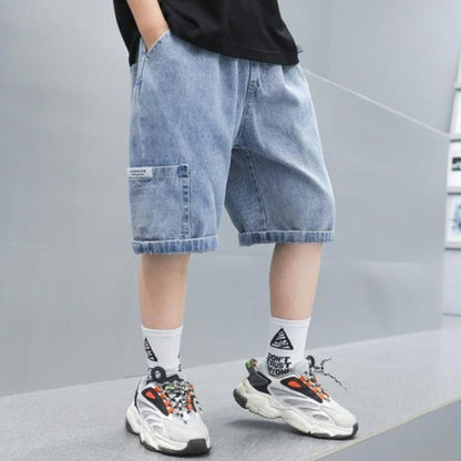 キッズ ジュニア パンツ Gパン ジーパン ゆったり 子ども ハーフパンツ ショートパンツ ズボン キッズ デニム 薄手 夏 子供服 短パン ボトムス 半ズボン ウエストゴム 男の子 女の子 カジュア#matud726822