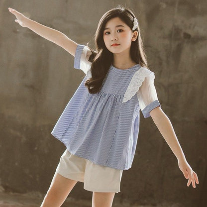 子供服 セットアップ 夏 子供服 女の子 夏服 半袖 上下セット ストライプ Tシャツ 2点セット パンツ 子供服 セットアップ 子供服 女の子 夏服 涼しい ゆったり カジュアル ナチュラル 子ども服 ガールズ ファッション yaqi02