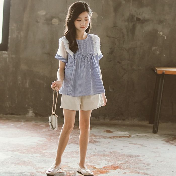 子供服 セットアップ 夏 子供服 女の子 夏服 半袖 上下セット ストライプ Tシャツ 2点セット パンツ 子供服 セットアップ 子供服 女の子 夏服 涼しい ゆったり カジュアル ナチュラル 子ども服 ガールズ ファッション yaqi02