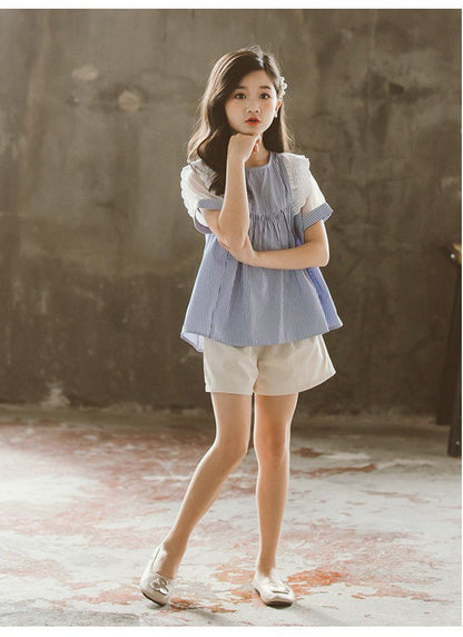 子供服 セットアップ 夏 子供服 女の子 夏服 半袖 上下セット ストライプ Tシャツ 2点セット パンツ 子供服 セットアップ 子供服 女の子 夏服 涼しい ゆったり カジュアル ナチュラル 子ども服 ガールズ ファッション yaqi02