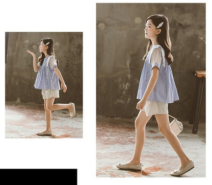 子供服 セットアップ 夏 子供服 女の子 夏服 半袖 上下セット ストライプ Tシャツ 2点セット パンツ 子供服 セットアップ 子供服 女の子 夏服 涼しい ゆったり カジュアル ナチュラル 子ども服 ガールズ ファッション yaqi02