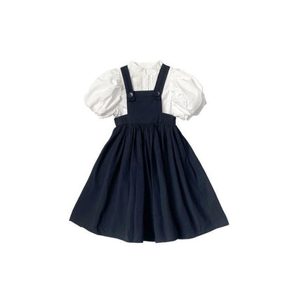 子供服 子ども服 キッズ 女の子 ジャンパースカート オールインワン サスペンダー オーバーオール ワンピース ジャンスカ 無地 おしゃれ かわいい ガールズ シンプル カジュアル 普段着 春秋 送料#qxz732