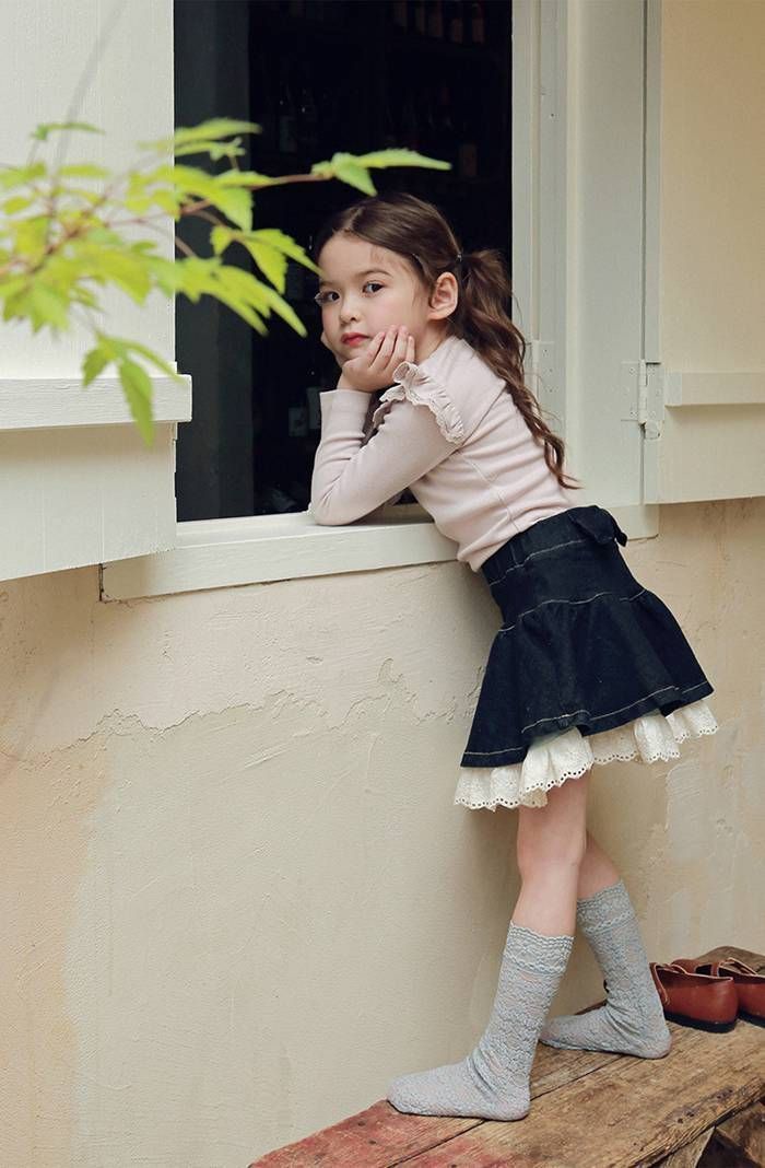 Tシャツ 女の子 長袖 トップス フリル 肩フリル 無地 キッズ 子ども服 韓国子供服 秋 冬 春 かわいい おしゃれ