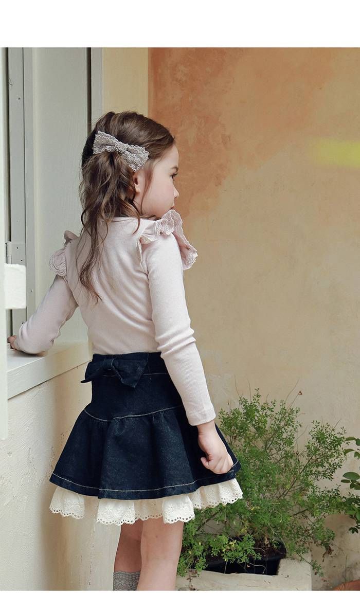 Tシャツ 女の子 長袖 トップス フリル 肩フリル 無地 キッズ 子ども服 韓国子供服 秋 冬 春 かわいい おしゃれ