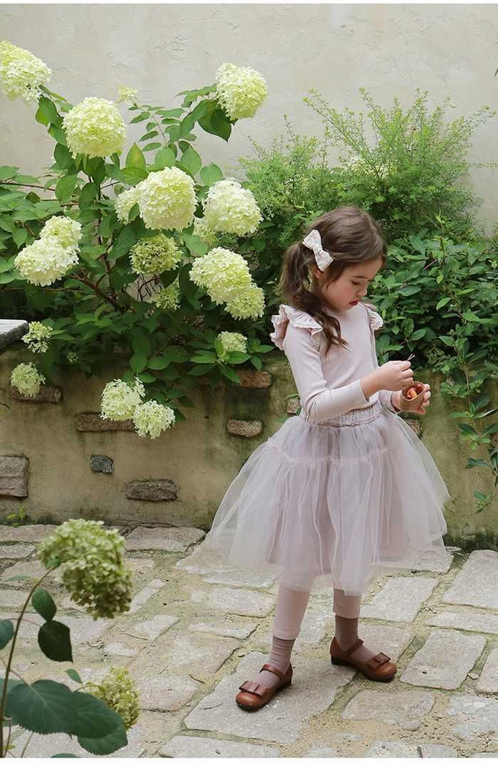 Tシャツ 女の子 長袖 トップス フリル 肩フリル 無地 キッズ 子ども服 韓国子供服 秋 冬 春 かわいい おしゃれ