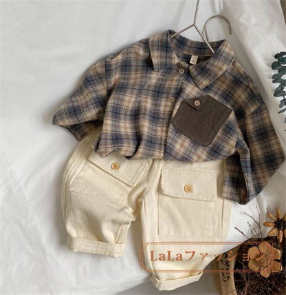 シャツ キッズ 長袖 子供服 男の子 女の子 綿 コットン ベビー服 tシャツ カットソー 春服 春物 秋服 秋物 ティーシャツ 長そで トップス チェック柄 子供服 ジュニア ユニセックス 子ども服 赤ちゃん おしゃれ 可愛い gonglut01