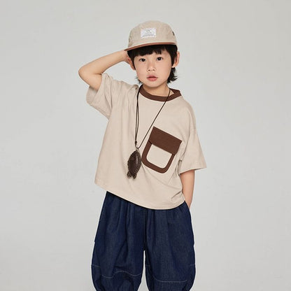 子供服 tシャツ 半袖 カットソー キッズ ジュニア 男の子 トップス 丸首 丸襟 ラウンドネック クルーネック シンプル 着まわし 定番 ベーシック こども服 子ども服 子供用 ボーイズ 男児changguo32