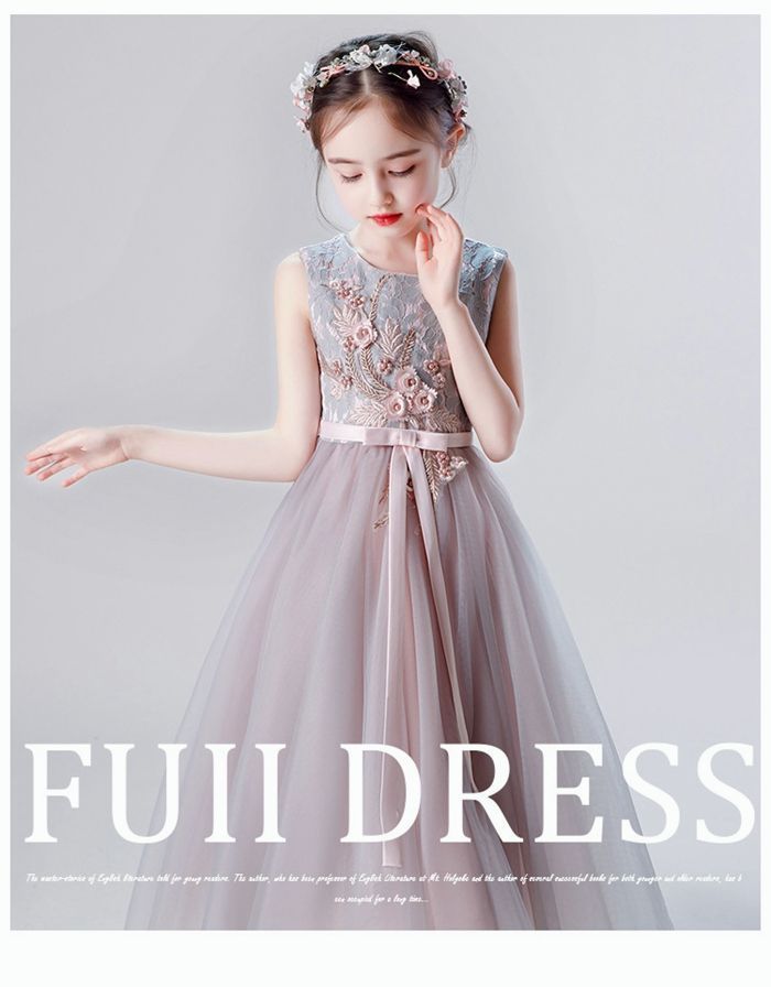 子供ドレス ピアノ発表会 ドレス チュールドレス 花柄 刺繍 女の子ドレス 結婚式 演奏会 フォーマル キッズドレス 入学式 撮影用 子ども服 パーティードレス 子供 キッズ 110 120 130 140 150 160babeila01
