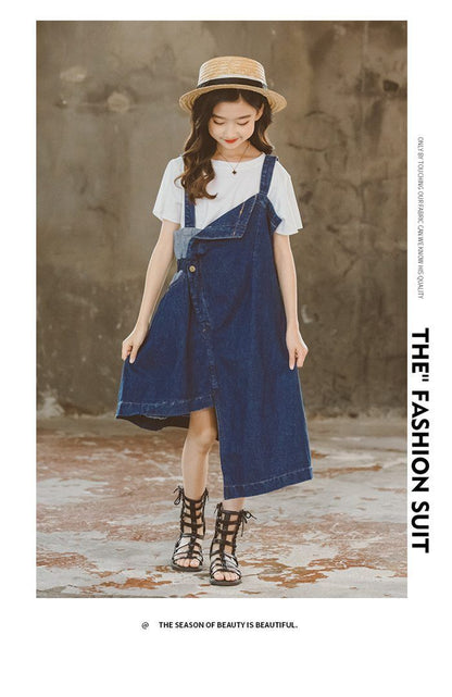 デニム ワンピース キッズ 夏 ベビー服 Tシャツ 半袖 女の子 ジュニア 子供服 ワンピース 子ども服 150cm 140 130 120 110mksenbao02