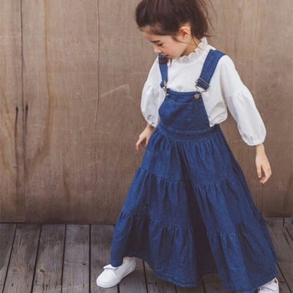 ワンピース 女の子 サロペット ジャンスカート キッズ デニム オールインワン 入学式 サロペットワンピース ジャンパースカート オーバーオール ドレス 綿100 子ども服 可愛い ロングワンピース 通学 卒業式 普段着youshi01