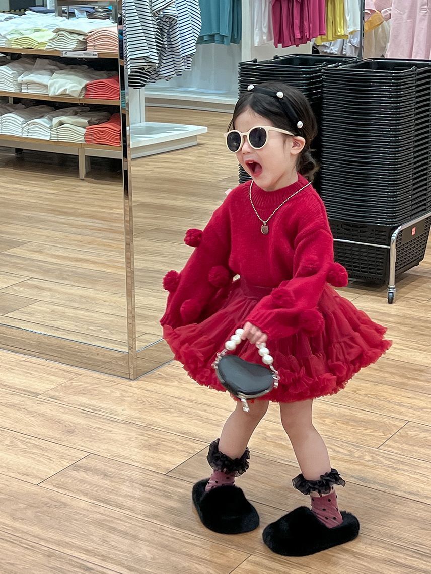 ニット 女の子 長袖 プルオーバー ポンポン付き セーター女の子 女児 ジュニア セーター キッズ ベビー 無地 長袖 かわいい ニット セーター ガールズ 子供服 子ども おしゃれ 90 100 110 120 130 140yixi03