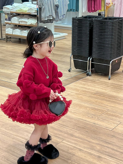 ニット 女の子 長袖 プルオーバー ポンポン付き セーター女の子 女児 ジュニア セーター キッズ ベビー 無地 長袖 かわいい ニット セーター ガールズ 子供服 子ども おしゃれ 90 100 110 120 130 140yixi03