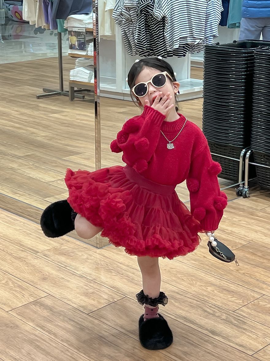 ニット 女の子 長袖 プルオーバー ポンポン付き セーター女の子 女児 ジュニア セーター キッズ ベビー 無地 長袖 かわいい ニット セーター ガールズ 子供服 子ども おしゃれ 90 100 110 120 130 140yixi03