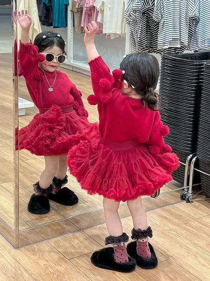 ニット 女の子 長袖 プルオーバー ポンポン付き セーター女の子 女児 ジュニア セーター キッズ ベビー 無地 長袖 かわいい ニット セーター ガールズ 子供服 子ども おしゃれ 90 100 110 120 130 140yixi03