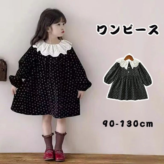 子供服 ワンピース 未使用 子供ドレス 女の子 ガールズ服 長袖 レース 花柄 ワンピース 女の子 花柄 可愛い 子ども服 春服 秋服 洋服 フォーマル 韓国風 結婚式 お宮参り 発表会 七五三 sjxz125