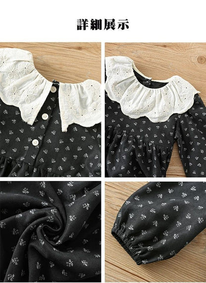 子供服 ワンピース 未使用 子供ドレス 女の子 ガールズ服 長袖 レース 花柄 ワンピース 女の子 花柄 可愛い 子ども服 春服 秋服 洋服 フォーマル 韓国風 結婚式 お宮参り 発表会 七五三 sjxz125