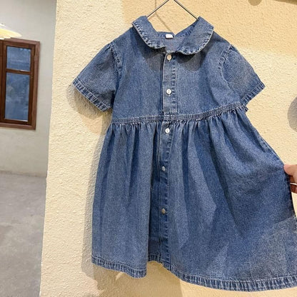 女の子 半袖 ワンピースデニ 未使用 ムワンピ 韓国子供服 男の子 半袖 セットアップ デニム2点セット 男女兼用 夏服 通園着 通学着 キッズ 可愛い おしゃれ ベビー服kongban145