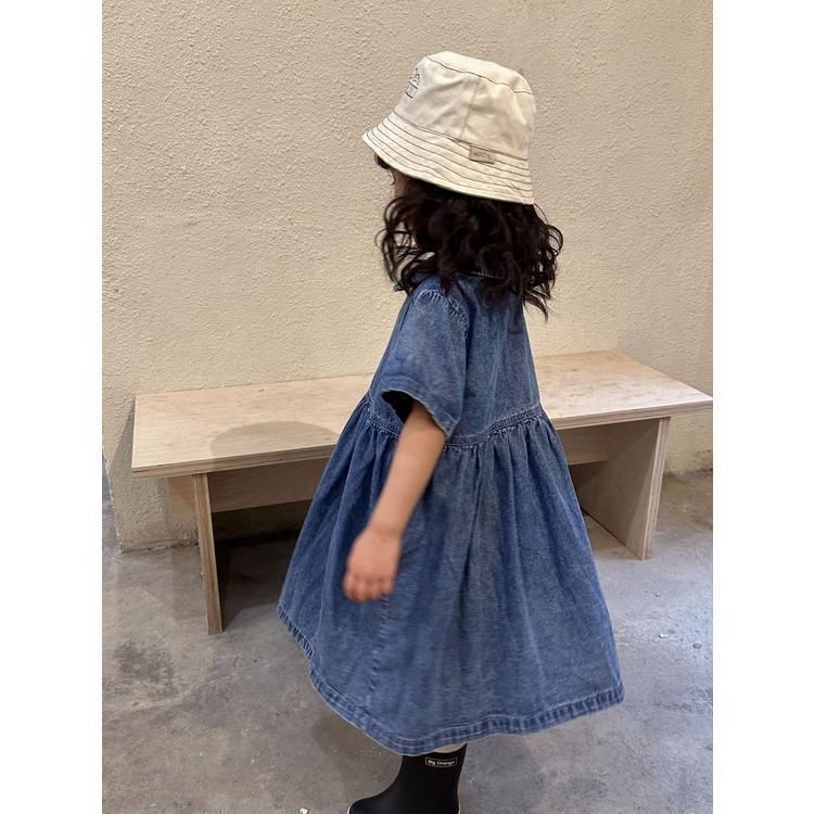 女の子 半袖 ワンピースデニ 未使用 ムワンピ 韓国子供服 男の子 半袖 セットアップ デニム2点セット 男女兼用 夏服 通園着 通学着 キッズ 可愛い おしゃれ ベビー服kongban145