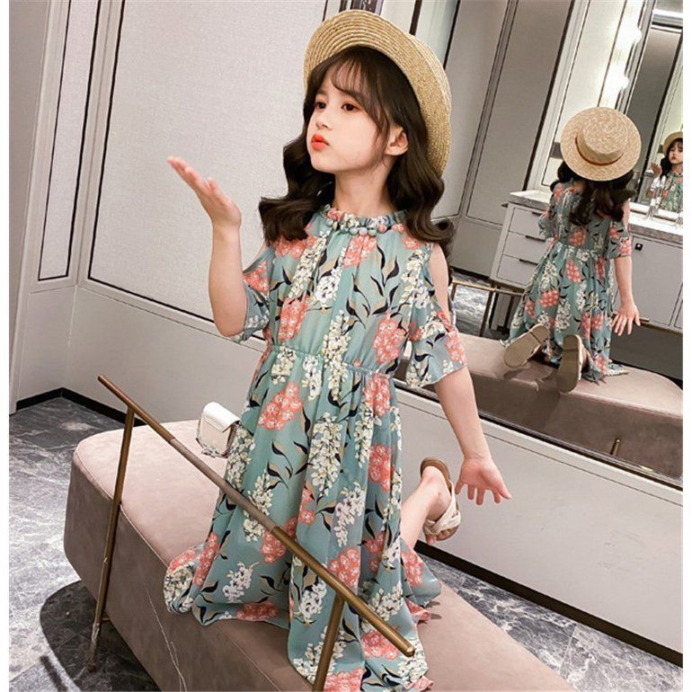 子供服 ワンピース 160 韓国子ども服 キッズ 女の子 夏服 半袖ワンピース シフォン 花柄 子供ドレス 結婚式 誕生日 ベビー服 ジュニア お姫様 おしゃれ 可愛い#cupload140942