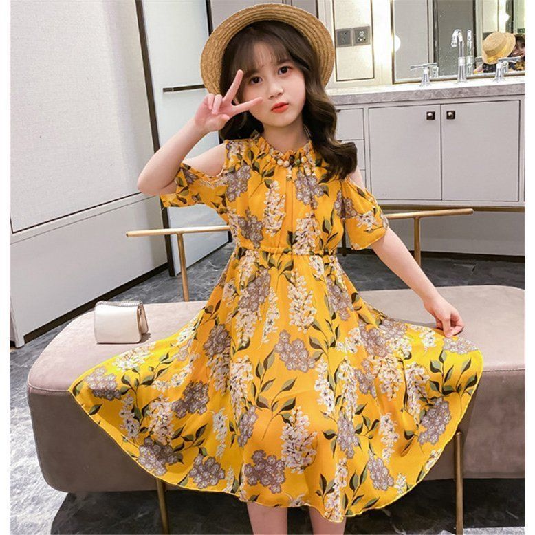 子供服 ワンピース 160 韓国子ども服 キッズ 女の子 夏服 半袖ワンピース シフォン 花柄 子供ドレス 結婚式 誕生日 ベビー服 ジュニア お姫様 おしゃれ 可愛い#cupload140942