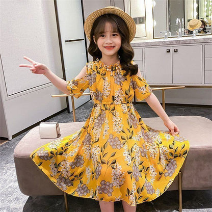 子供服 ワンピース 160 韓国子ども服 キッズ 女の子 夏服 半袖ワンピース シフォン 花柄 子供ドレス 結婚式 誕生日 ベビー服 ジュニア お姫様 おしゃれ 可愛い#cupload140942