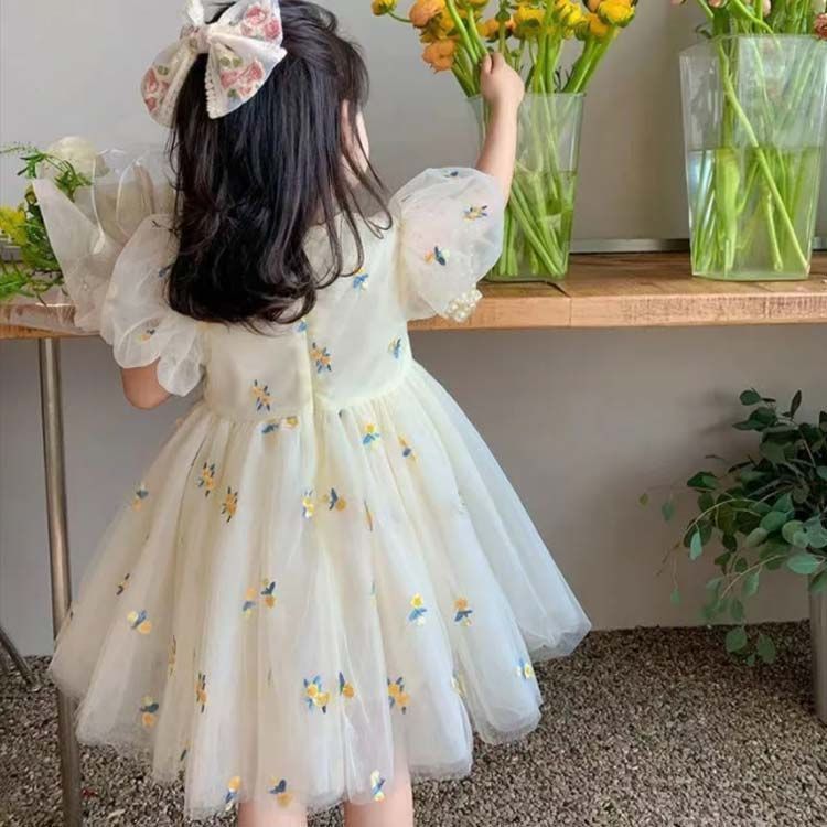 チュール ワンピース キッズ ドレス 子供 ドレス 半袖 チュール 女の子 子供服 こども服 子ども服 子ども ドレス 無地 プチプラ 夏ワンピ ピアノ発表会 結婚式 音楽会 演奏会 刺繍 かわいい #chi2826