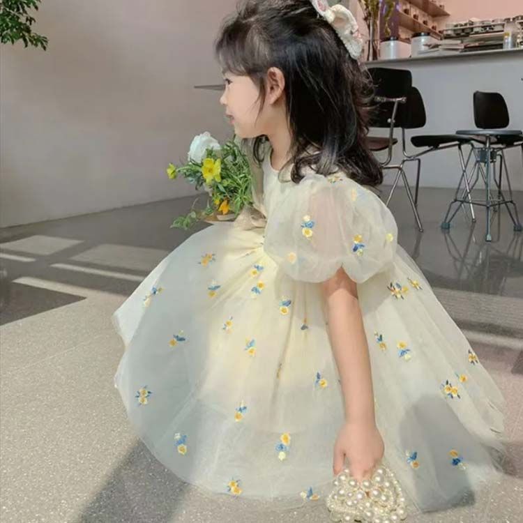 チュール ワンピース キッズ ドレス 子供 ドレス 半袖 チュール 女の子 子供服 こども服 子ども服 子ども ドレス 無地 プチプラ 夏ワンピ ピアノ発表会 結婚式 音楽会 演奏会 刺繍 かわいい #chi2826