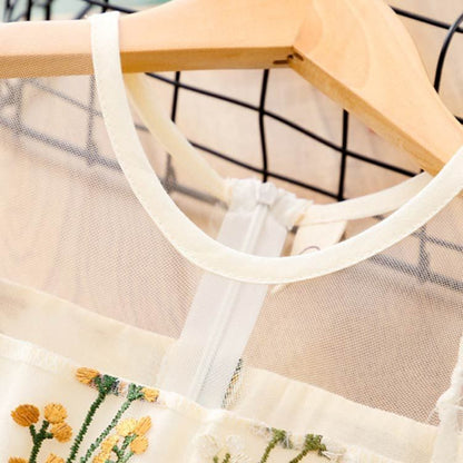 ドレス　女の子　七五三 結婚式 送料無料 ボタニカル 刺繍 キッズドレス 女の子 子供 フォーマル ピアノ発表会 ワンピース 白 ホワイト ス 子ども リングガール かわいい チュール 子供服 100#lucky1423