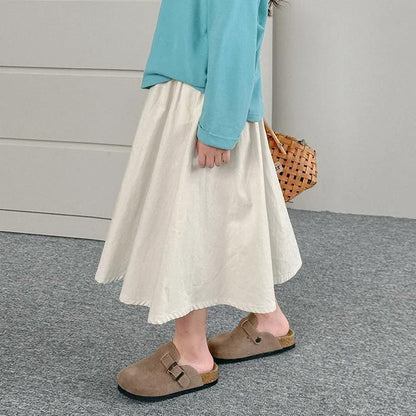 秋冬 ロング スカート 子供服 キッズ スカート フレアスカート ロング 韓国子供服 Aラインスカート ミディアム丈 子ども服 こども服 女の子 厚手 ガールズ ロングスカート ボトムス マキシ丈 普#gurug572275