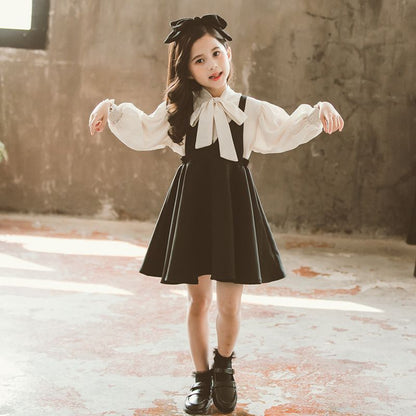 子供 ドレス ワンピース 子供服 女の子 サスペンダースカート ブラウス 2点セット 入学スーツ キッズ ワンピース 入学式 ブラウス 吊りワンピース キャミソールワンピース キッズ スリーブレ 発表会 子どもドレスXZ0524