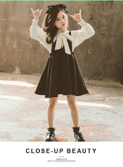 子供 ドレス ワンピース 子供服 女の子 サスペンダースカート ブラウス 2点セット 入学スーツ キッズ ワンピース 入学式 ブラウス 吊りワンピース キャミソールワンピース キッズ スリーブレ 発表会 子どもドレスXZ0524