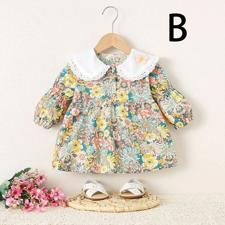 春 ワンピース ベビー 入園式 子供服 女の子 卒園式 73cm 80cm 90cm 100cm フォーマル かわいい 春秋 花柄 綿 子ども キッズ 長袖 可愛い おしゃれ ベビー服XZ0524