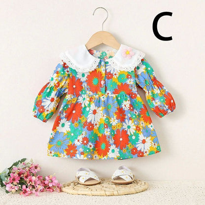 春 ワンピース ベビー 入園式 子供服 女の子 卒園式 73cm 80cm 90cm 100cm フォーマル かわいい 春秋 花柄 綿 子ども キッズ 長袖 可愛い おしゃれ ベビー服XZ0524