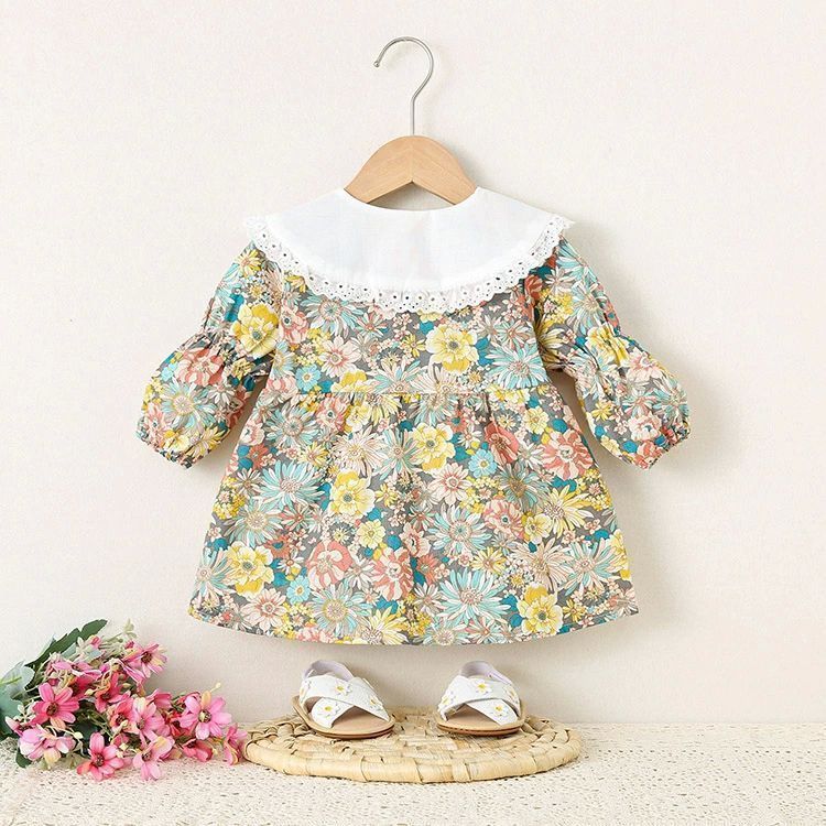 春 ワンピース ベビー 入園式 子供服 女の子 卒園式 73cm 80cm 90cm 100cm フォーマル かわいい 春秋 花柄 綿 子ども キッズ 長袖 可愛い おしゃれ ベビー服XZ0524