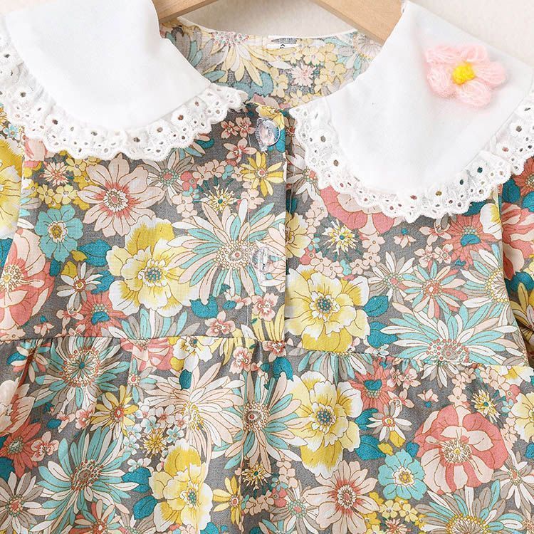 春 ワンピース ベビー 入園式 子供服 女の子 卒園式 73cm 80cm 90cm 100cm フォーマル かわいい 春秋 花柄 綿 子ども キッズ 長袖 可愛い おしゃれ ベビー服XZ0524