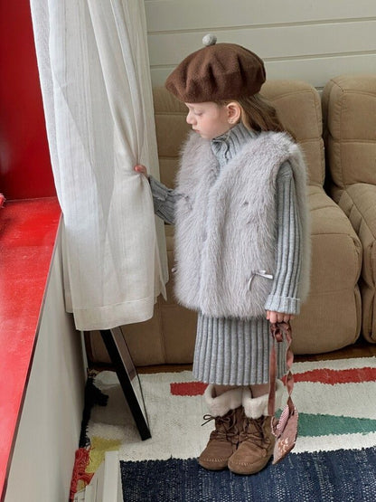ファーベスト 女の子 フェイクファー キッズ ベスト ジレ もこもこ アウター 韓国 子供服 子ども服 おしゃれ 厚手 重ね着 お出かけ 旅行 防寒 春 秋 冬 保育園 幼稚園 通園 小学校 通学 ショート丈 haoxin04