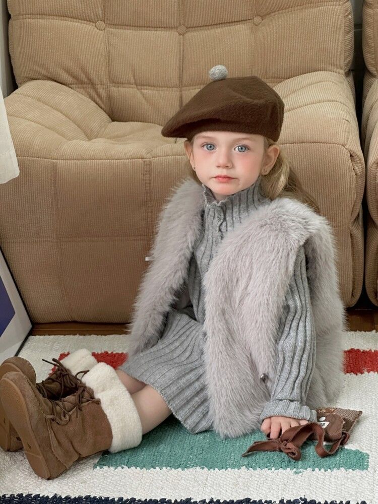 ファーベスト 女の子 フェイクファー キッズ ベスト ジレ もこもこ アウター 韓国 子供服 子ども服 おしゃれ 厚手 重ね着 お出かけ 旅行 防寒 春 秋 冬 保育園 幼稚園 通園 小学校 通学 ショート丈 haoxin04