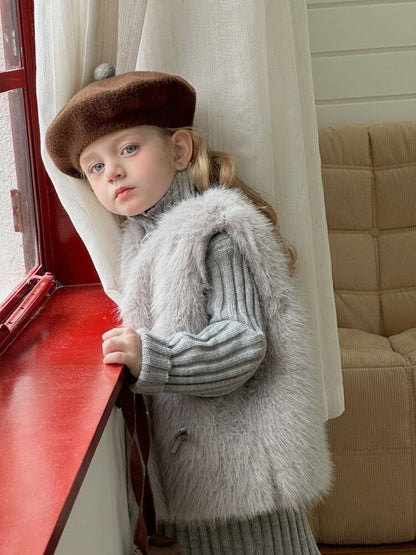 ファーベスト 女の子 フェイクファー キッズ ベスト ジレ もこもこ アウター 韓国 子供服 子ども服 おしゃれ 厚手 重ね着 お出かけ 旅行 防寒 春 秋 冬 保育園 幼稚園 通園 小学校 通学 ショート丈 haoxin04