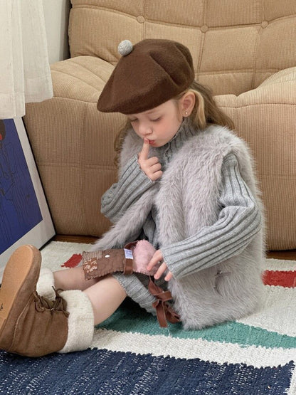 ファーベスト 女の子 フェイクファー キッズ ベスト ジレ もこもこ アウター 韓国 子供服 子ども服 おしゃれ 厚手 重ね着 お出かけ 旅行 防寒 春 秋 冬 保育園 幼稚園 通園 小学校 通学 ショート丈 haoxin04